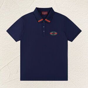 Gucci Logo Stripe Polo Shirt (Navy)